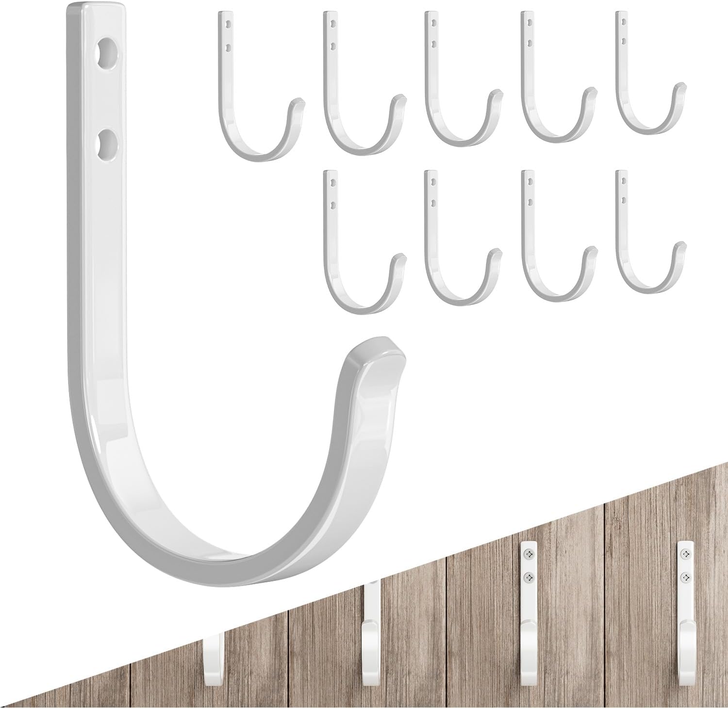 niffgaff 10-Pack Wall Outdoor Hooks for Hanging Coat - 22LB Screw in Metal Hanger Wall Mount, for Closet, Door, Bathrooms, Outside, for Towel, Backpack, Robe, Hat, White