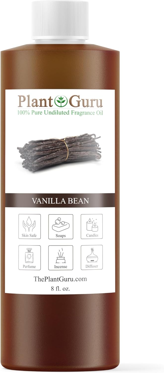 Vanilla Bean Fragrance Oil 8 fl. oz. Scented Oil for DIY Soap Making, Candles, Bath Bombs, Body Butters. Used in Aromatherapy Diffusers, Burners and Warmers. Great Addition to Lotions and Creams.
