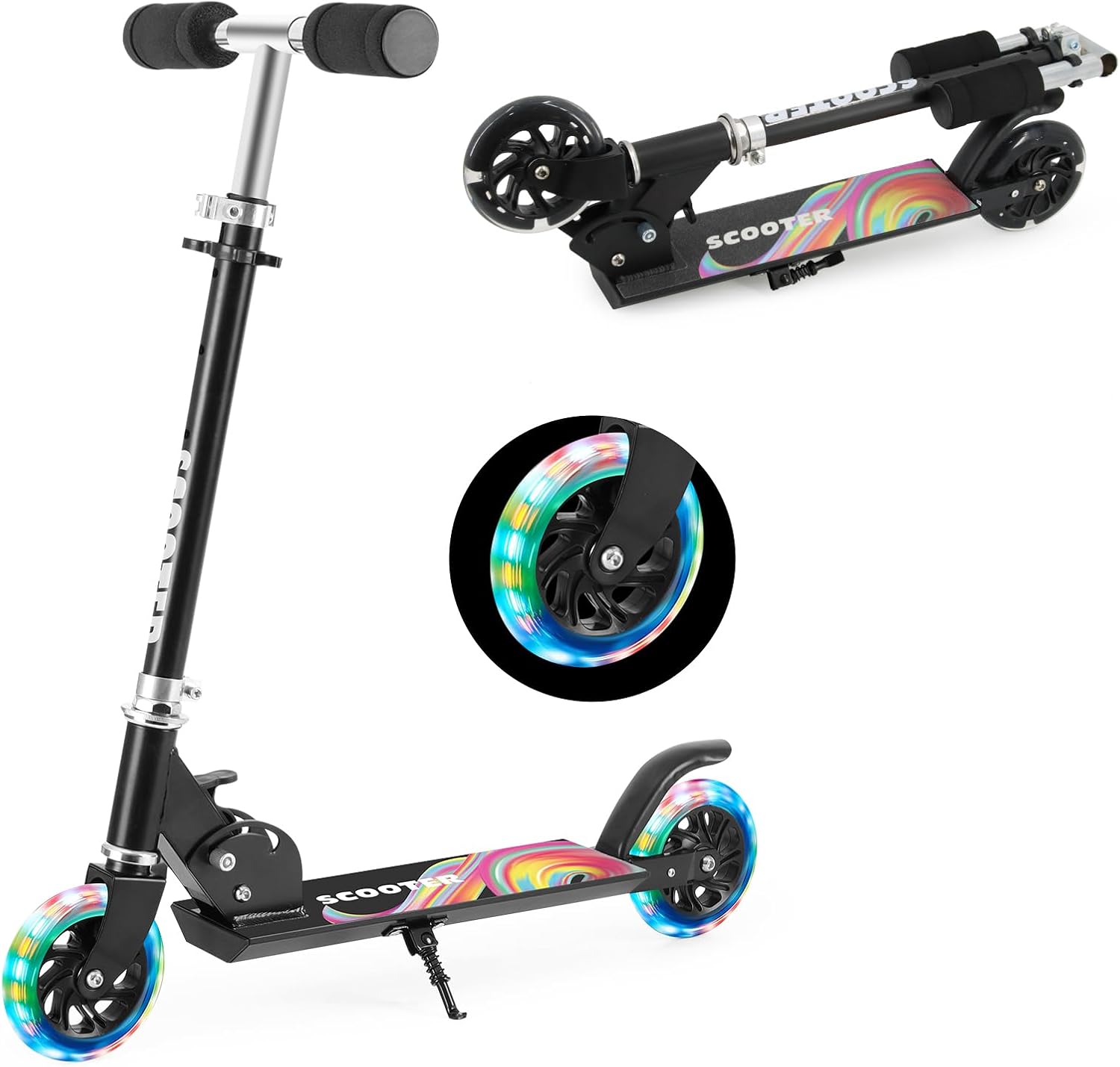 TENBOOM Scooter for Kids Ages 4-7, 2 Wheels Light Up Gift Scooters for Girls Boys Ages 6-12, Easy Folding Kids Scooter with 3 Levels Adjustable Handlebar and Rear Brake…