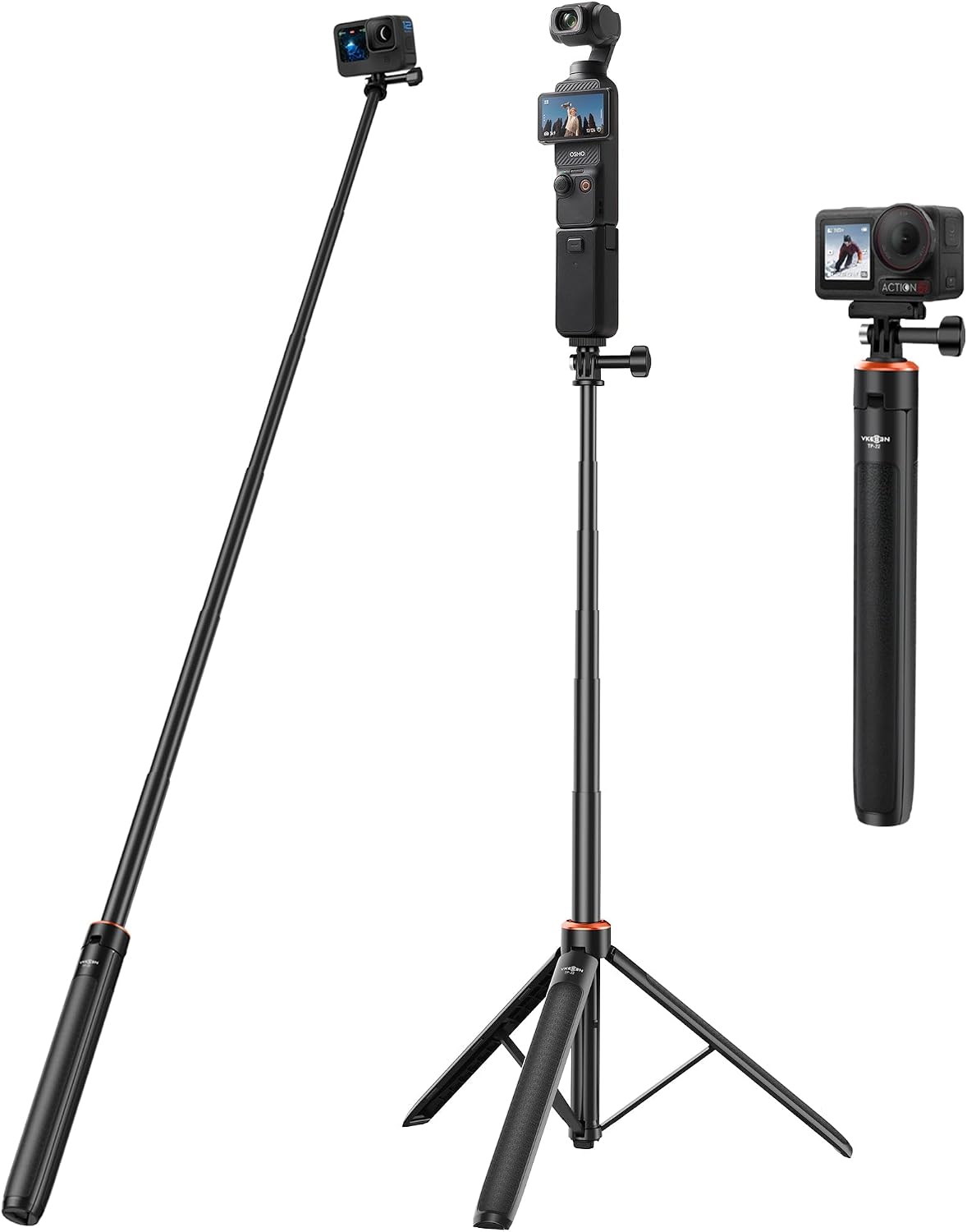 53"/135cm Selfie Stick Tripod, for DJI Osmo Pocket 4P/4/3/2, All GoPro