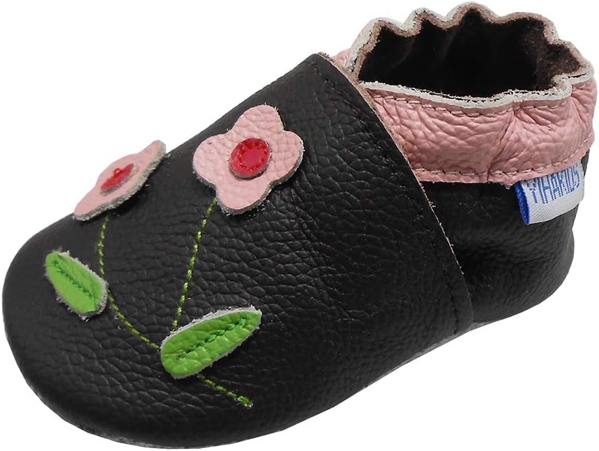 YIHAKIDS Baby Leather Shoes Soft Sole First Walking Moccasins Infants Toddler Boys Girls Crawling Slippers Slip-on Shoes with Elastic Ankle