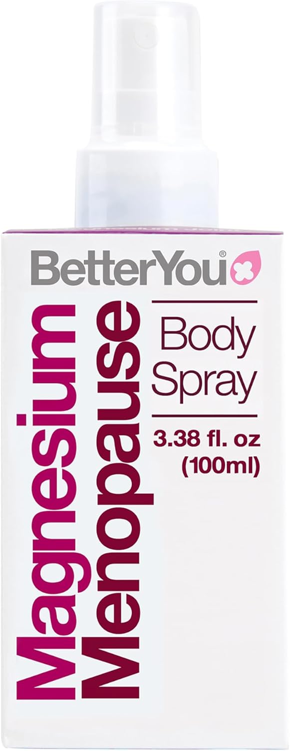 BetterYou Magnesium Menopause Body Spray, Blend of Pure Magnesium Chloride, Ylang-ylang and Clary Sage for Menopausal Symptoms, Stress Relief, and Restful Sleep, 100ml