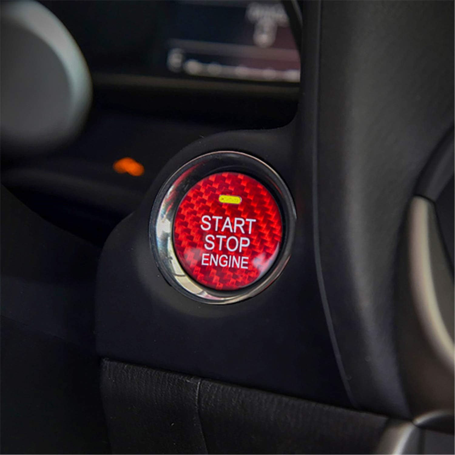 M.JVisun Carbon Fiber Engine Start Stop Button Cover Trim For Mazda, Ignition Starter Sticker For Mazda 3 Axela For Mazda 6 Atenza CX-3 CX-4 CX-5 CX-8 MX-5 - Red