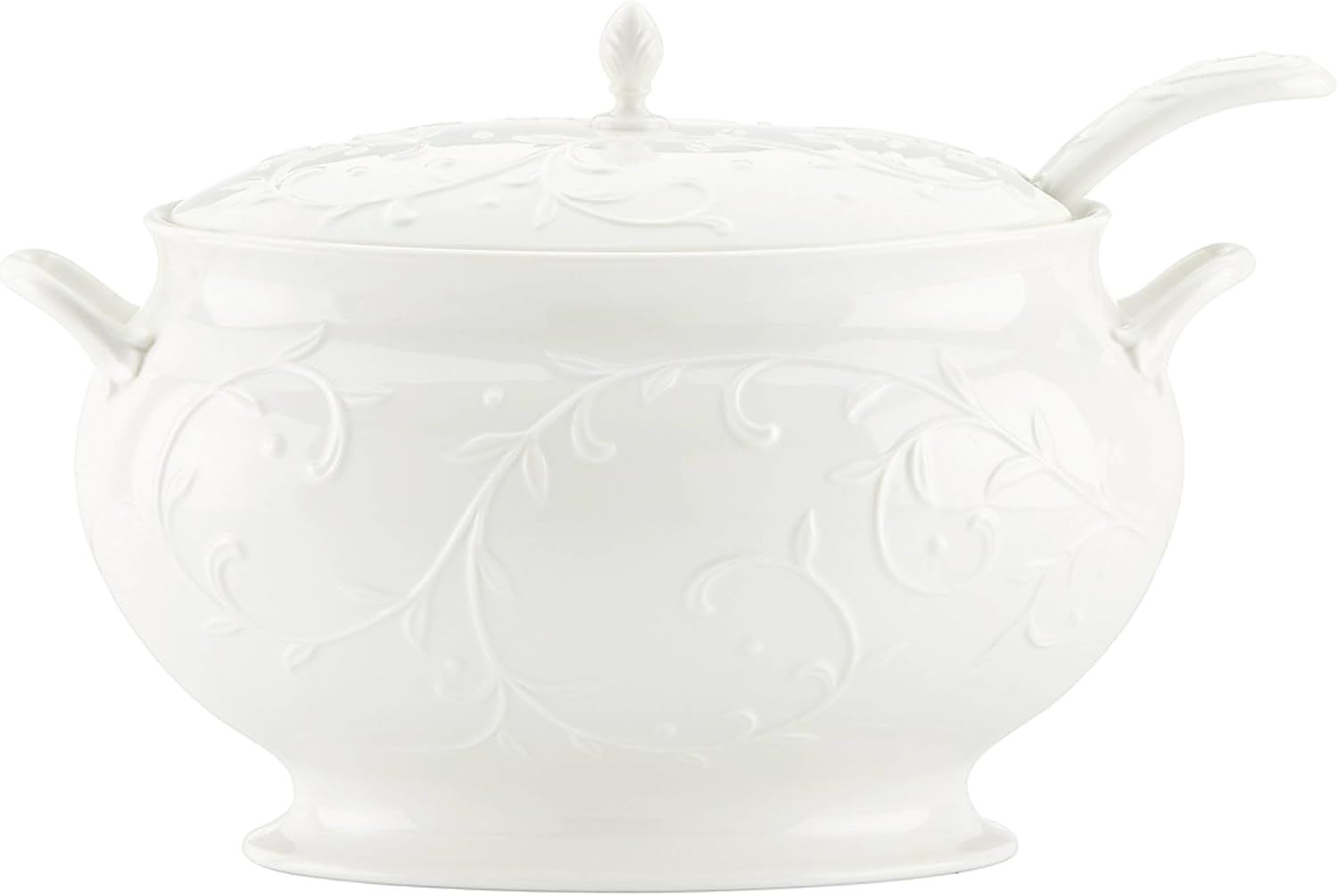 Lenox Opal Innocence Carved Covered Soup Tureen with Ladle, 10-1/4-Inch, White, 152 ounces
