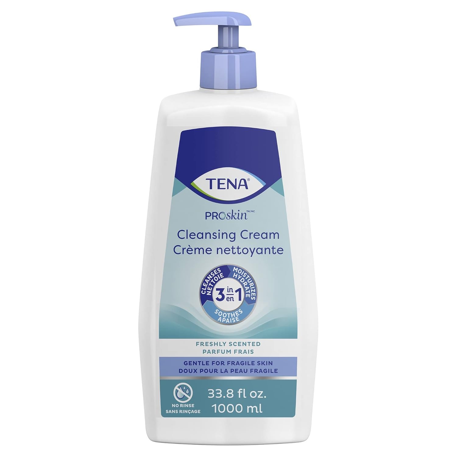 TENA ProSkin Cleansing Cream Cream Rinse-Free Body Wash Pump Bottle Mild Scent 33.8 oz. 64435 1 Ct