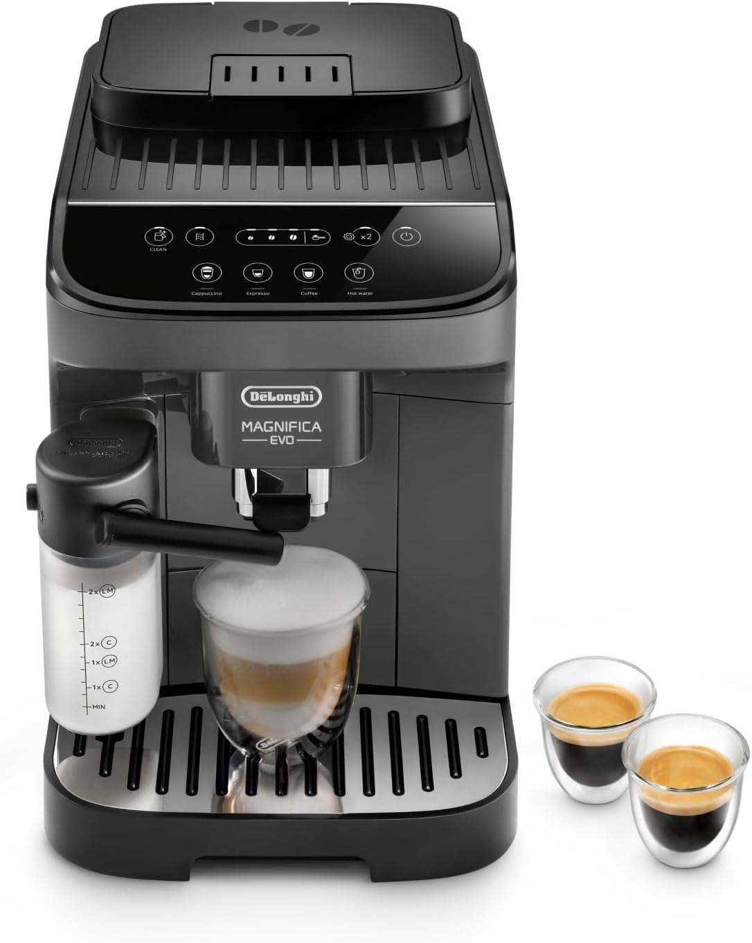 De'Longhi Magnifica Evo ECAM292.52.GB, Automatic Coffee Machine with Milk Frother, LatteCrema Small Carafe, Bean to Cup Coffee and Cappuccino Maker, 1450W, Black