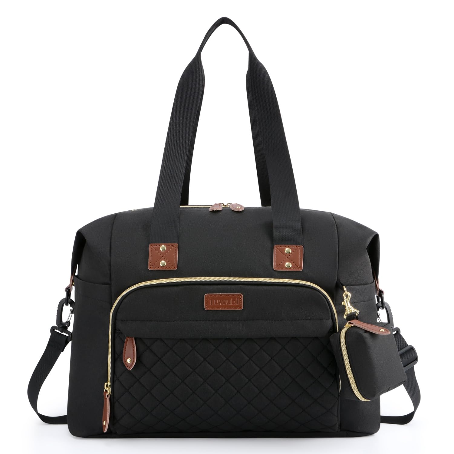 Tuwubi Diaper Bag Tote,Diaper Bag backpack with Pacifier Case Large Travel Diaper Tote Caddy for Mom and Dad Multifunction Large Baby Bag - Black