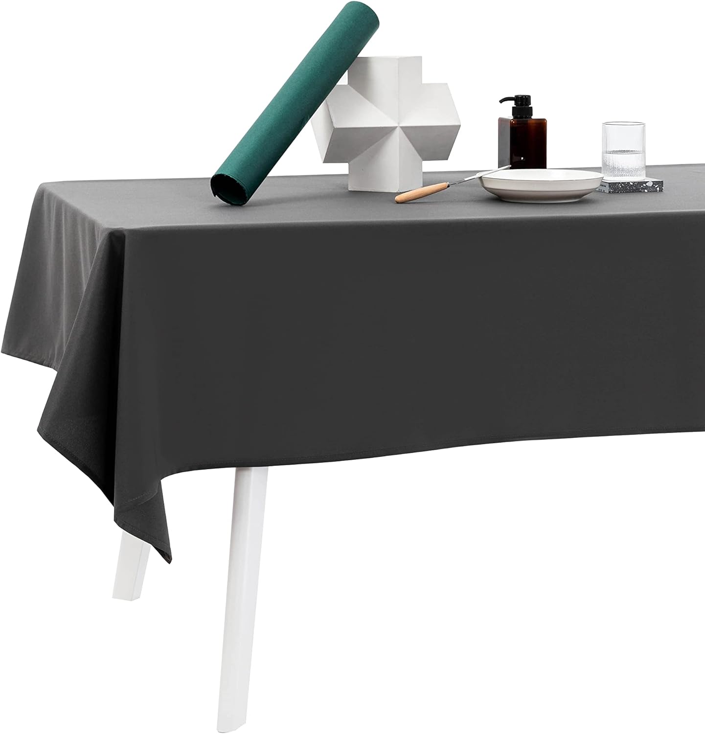 Home Brilliant Fitable Table Cloth Rectangle Tablecloth Stain and Wrinkle Resistant Washable Polyester Table Covers 60x84 inch, Grey