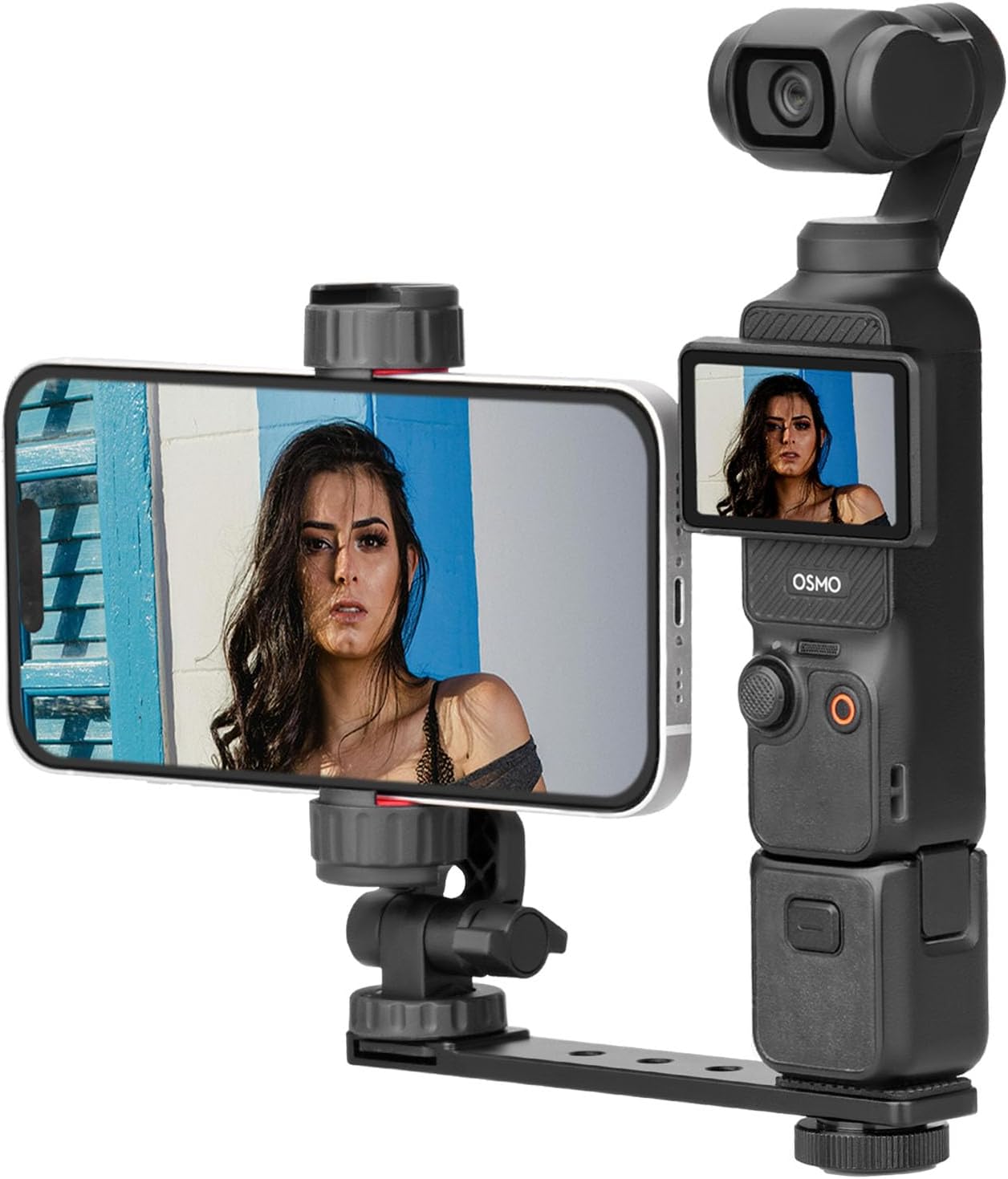 Pocket 3 Phone Holder Mount, Metal Expansion Adapter Phone Clip with 1/4” Screw and Cold Shoe for DJI Osmo Pocket 3 Creator Combo Accessories - Can be Used with Tripod Selfie Stick