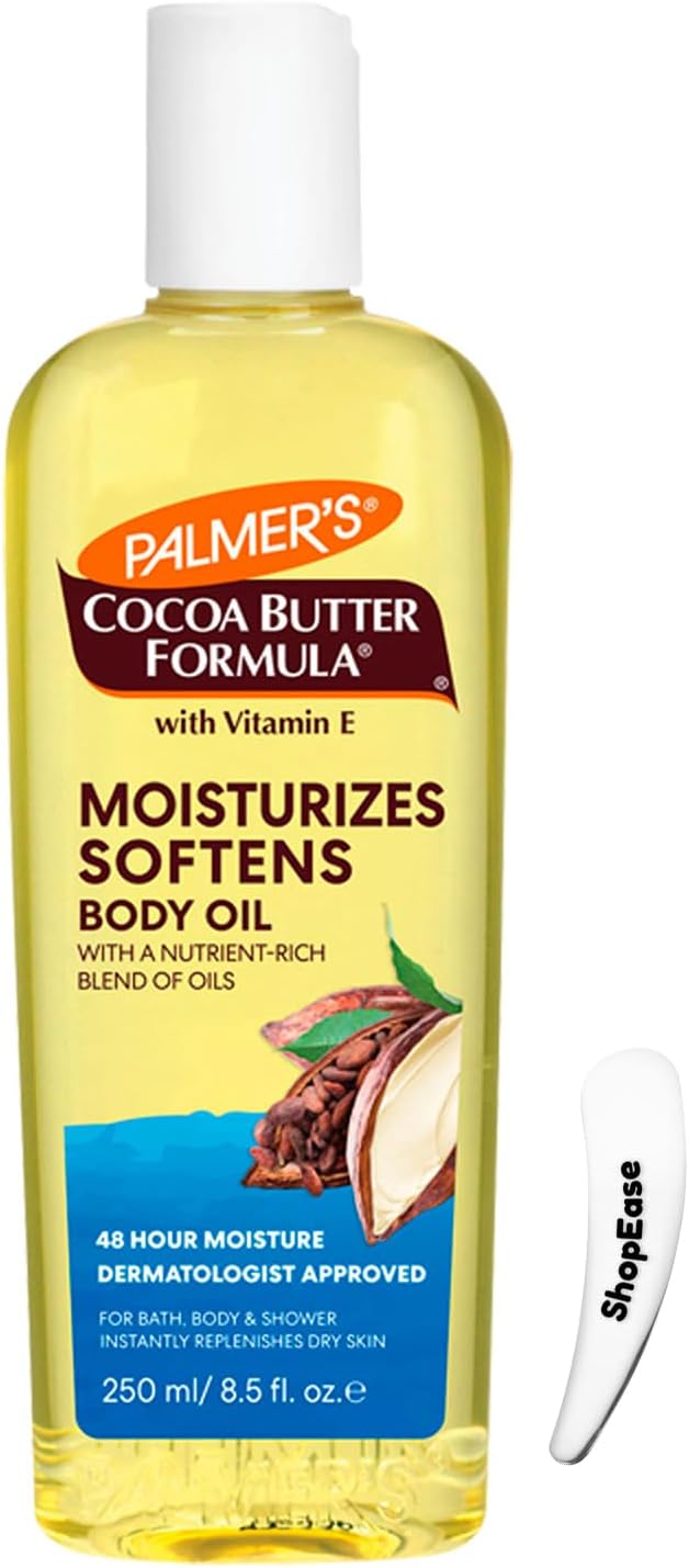 Palmer’s Cocoa Butter Formula Moisturising Body Oil 250ml with Vitamin E and Cosmetic Spatula – Fast-Absorbing, Non-Greasy Hydration for Dry.