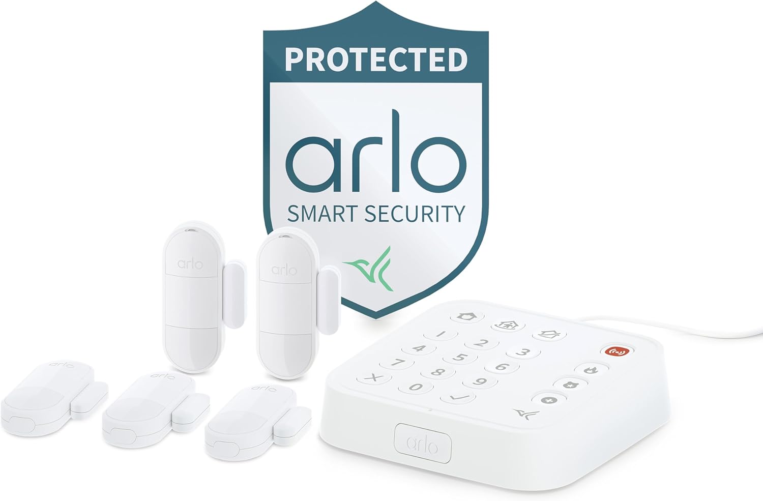 Arlo Home Security System - Alarm System with Wired Keypad Sensor Hub, 5 8-in-1 Sensors & Yard Sign - No Contract Required - DIY Installation - White, SS1501