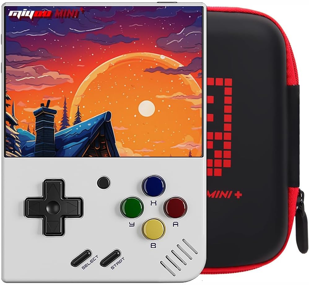 Mini Plus Retro Gaming Console with Portable Case, Handheld Game Console with 3000mAh Battery 3.5'' IPS Screen, Compatible with a Large Variety of Classic Games. Support WiFi & RTC