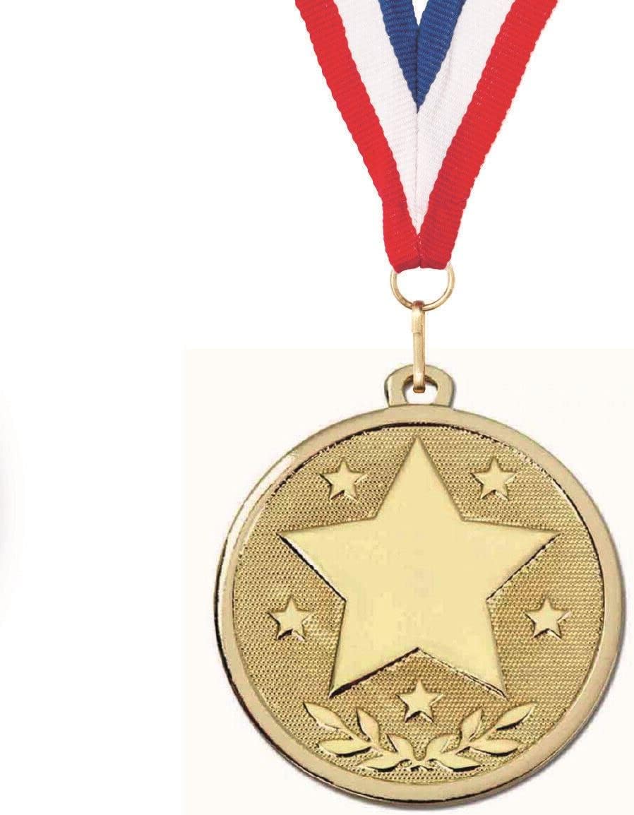 Sticker Stocker Galaxy Stars Medal with FREE Ribbon and Certificate 45mm Metal Gold