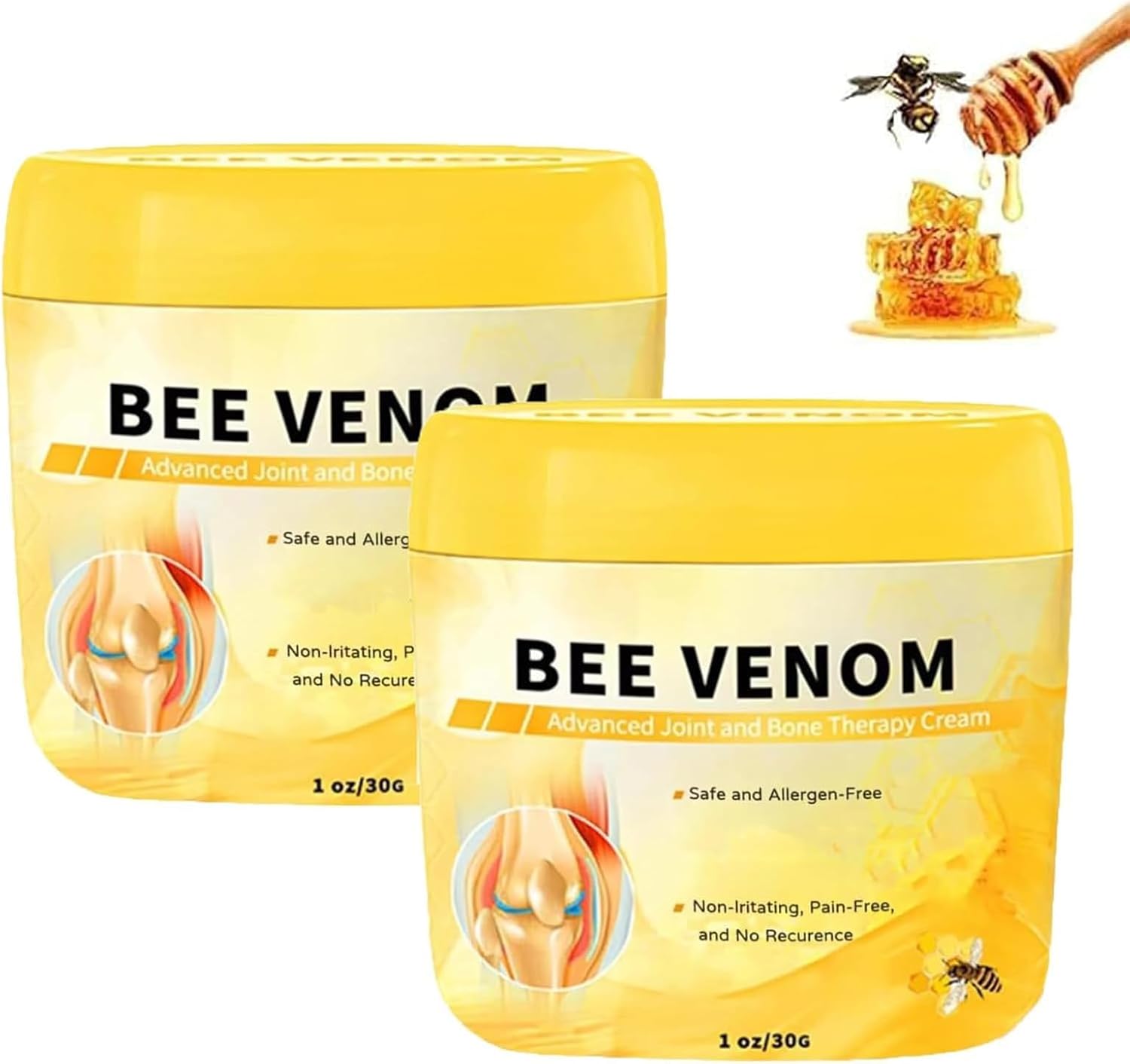 DEJIN 2Pcs Bee Venom Cream - Advanced Joint and Bone Cream for Neck, Waist, Back, Hand, Feet, and Leg