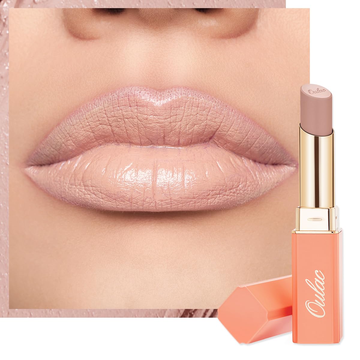 Oulac Beige Lipsticks for Women, Pale Nude Matte Lip Base, Full Coverage Lip Color, Satin Matte Finish, Cream Texture, Hydrating, Infused with Hyaluronic Acid, Vegan & Clean Beauty 4g SG01 Bare