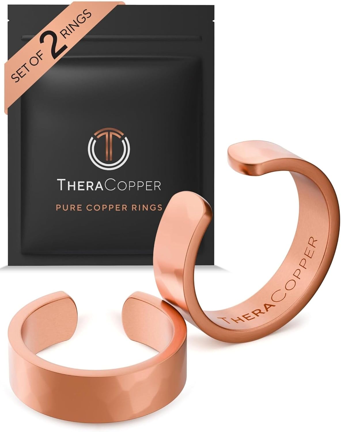 TheraCopper Pure Copper Rings for Women & Men, 2-Pack