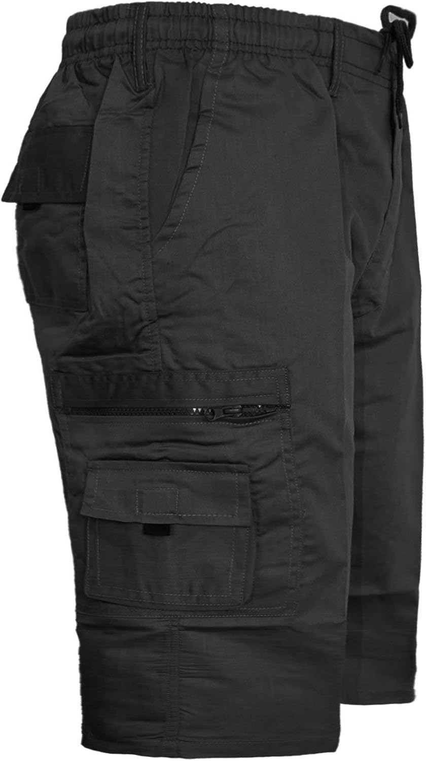 MENS CARGO COMBAT PLAIN SHORTS ELASTICATED WAIST SUMMER BIG SIZES
