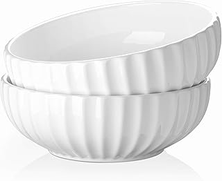 DOWAN 9.75" Large Serving Bowls for Valentines Day - 86 oz Ceramic Serving Dishes for Entertaining Party Dinner Banquet - Fruit Salad Bowls - Set of 2
