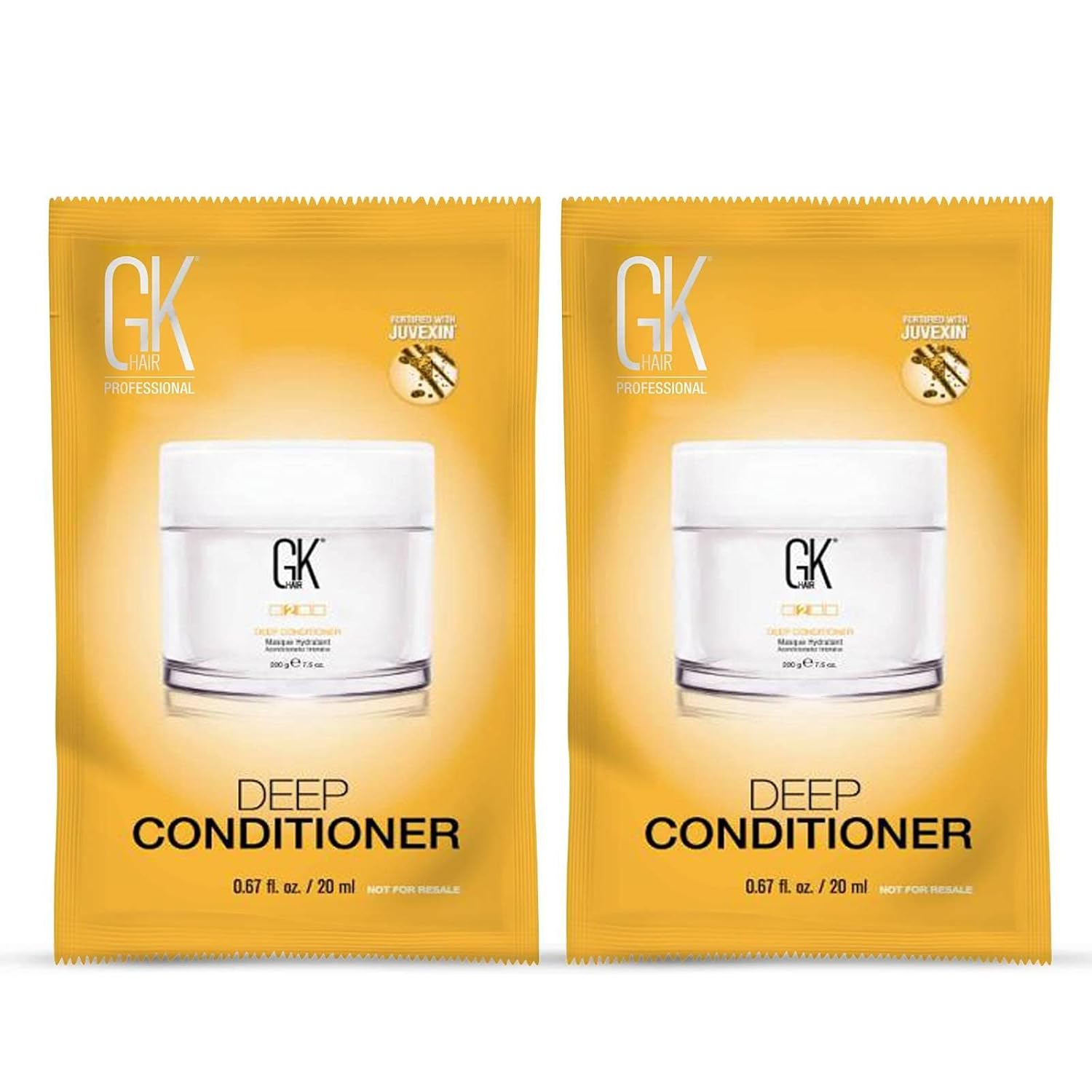GK HAIR Global Keratin Deep Conditioner Masque Pack of 2 (0.67 Fl Oz/20ml) Intense Hydrating Repair Treatment Mask for Dry Damaged Color Treated Frizzy Hair Restoration Formula with JOJOBA Seed Oils