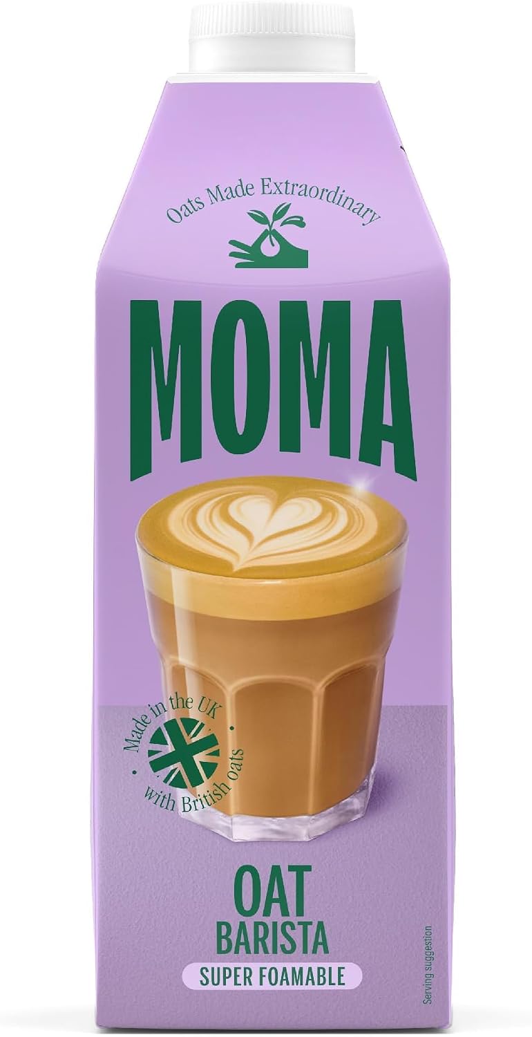 MOMA - Barista Oat Drink - 750ml • 100% Plant-Based & Vegan • Perfectly Foamable for Coffee • Made with British Oats for Creamy Taste • No Added Sugar • Enriched with Vitamins (Pack of 6)