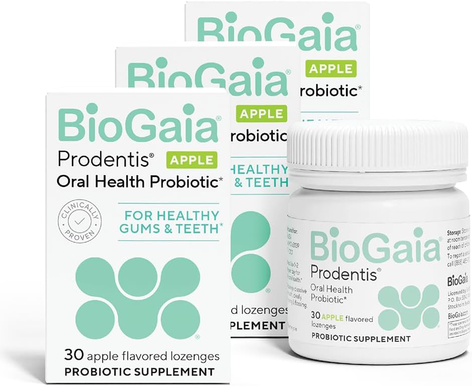 BioGaia Prodentis 3-Pack | Dental Probiotic Lozenges | Promote Healthy Gums & Teeth | Defend Against Dental Problems | Replenish Oral Microbiome | Improve Oral Health | Apple Flavor | 90 Day Supply