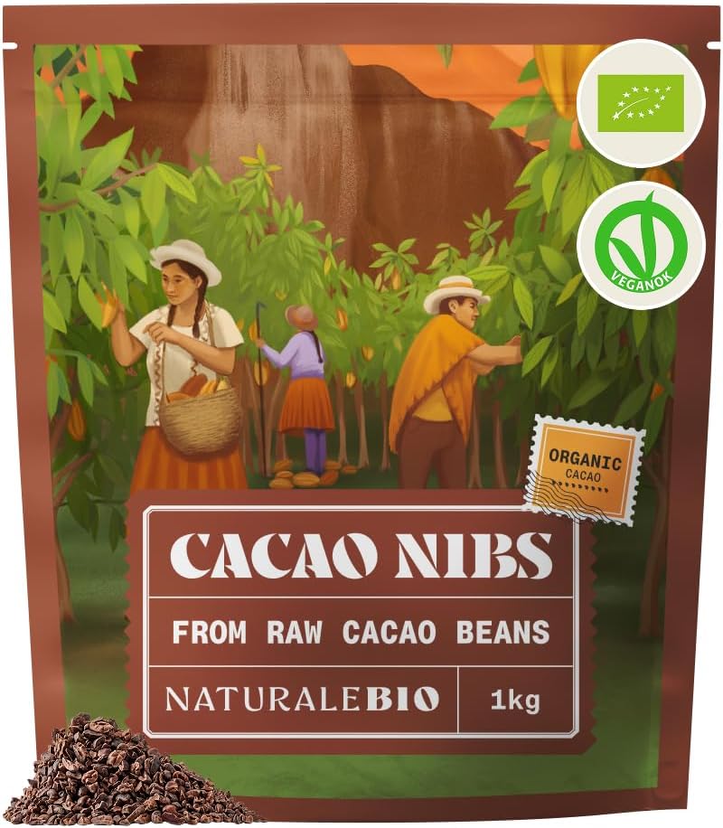 NaturaleBio Organic Raw Cacao Nibs Crunchy Chocolate Chips Alternative