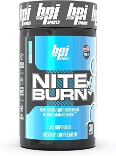 BPI Sports Nite burn – Nighttime Fat Burner & Sleep Support – Keto-Friendly – Weight Loss, Burn Fat, Relaxation, Boost Metabolism – 30 servings – 640mg, Capsule