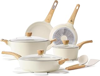 SENSARTE Ceramic Cookware Sets, Pots and Pans Set Nonstick, 14-Piece Induction Cookware, Non-toxic Healthy Non Stick Kitchen Cooking Set, with Frying Pans Set, PFAS PTFE PFOA PFOS Free