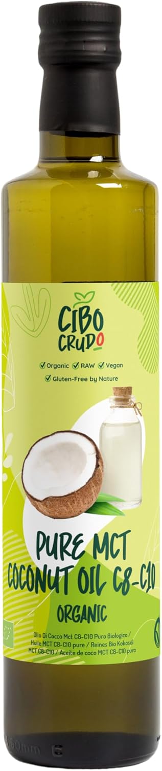 MCT Oil Organic Cold Pressed - 500ml. MCT Oil C8 C10. Pure Edible Coconut Oil for Keto Paleo