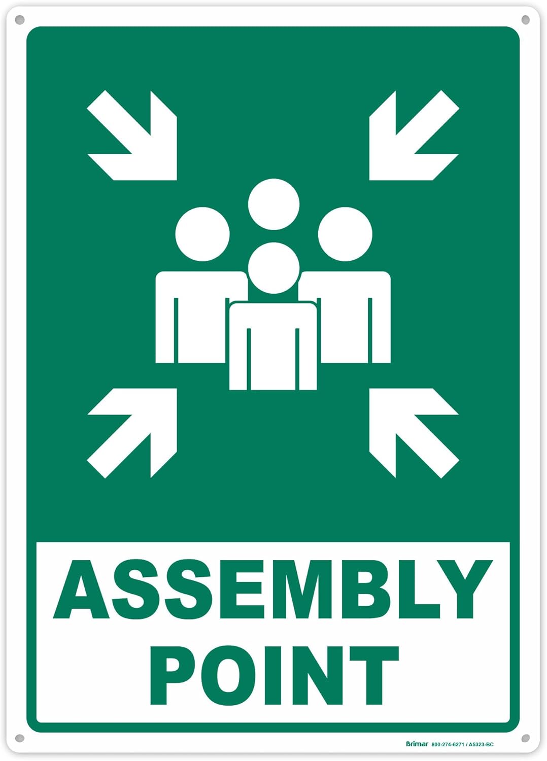 Brimar - 10 x 14" - Assembly Point Sign - Rust-Free Aluminum - Easy Installation - Designated Assembly Point