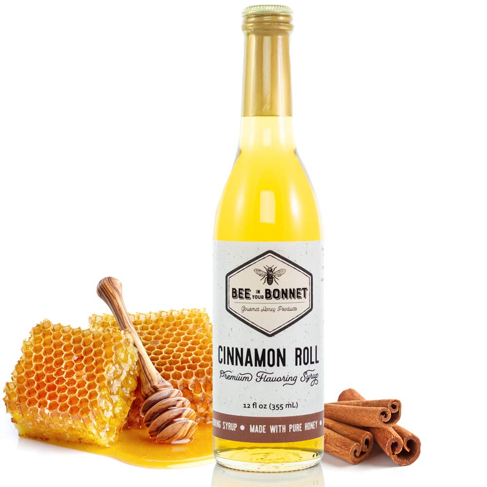 Bee in Your Bonnet Premium Flavoring Syrup - Made with Real Honey & Natural Ingredients - Perfect for Coffee Flavoring, Cocktails & Drinks - Cinnamon Roll Flavoring - 355ml / 12 Ounce Bottle
