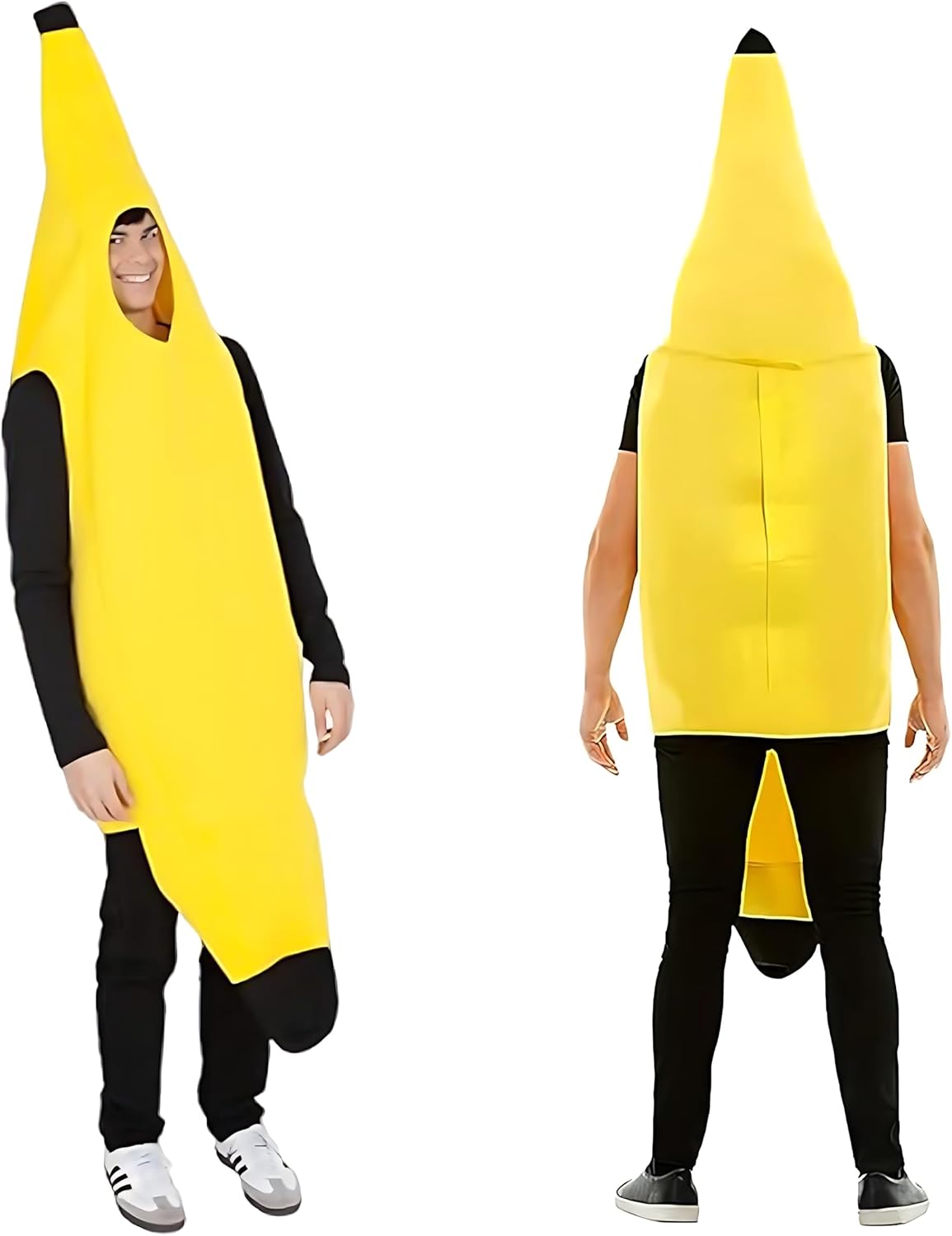 FDRJKN Banana Costume, Yellow Jumpsuit Size 150-175CM, Unisex Adults, One Size, Multiple Occasions, Premium Non-Woven Fabric, Unique Appearance, Pull On Closure