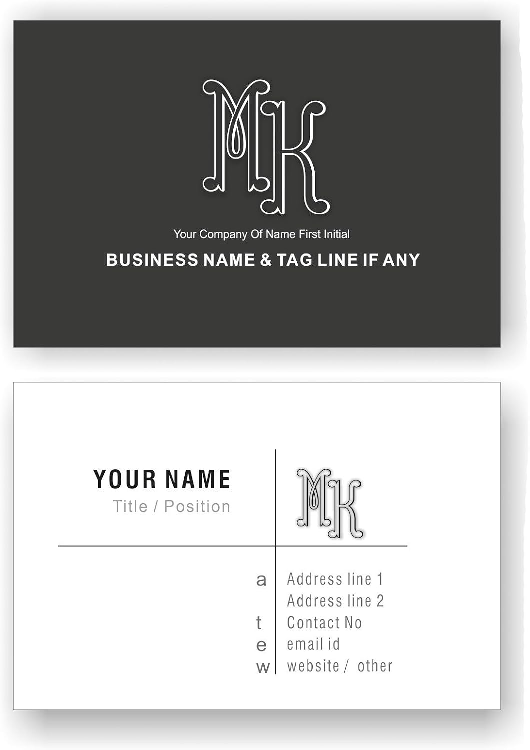 Design Your Own Unique Personalised Business Cards Custom Designer Visiting Card With Initials- Front and Back-110 LBS -Thick paper