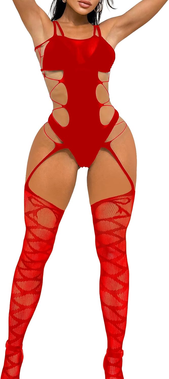Sexy Lingerie For Women Fishnet Set Mesh Teddy Bodysuit Rave Outfits