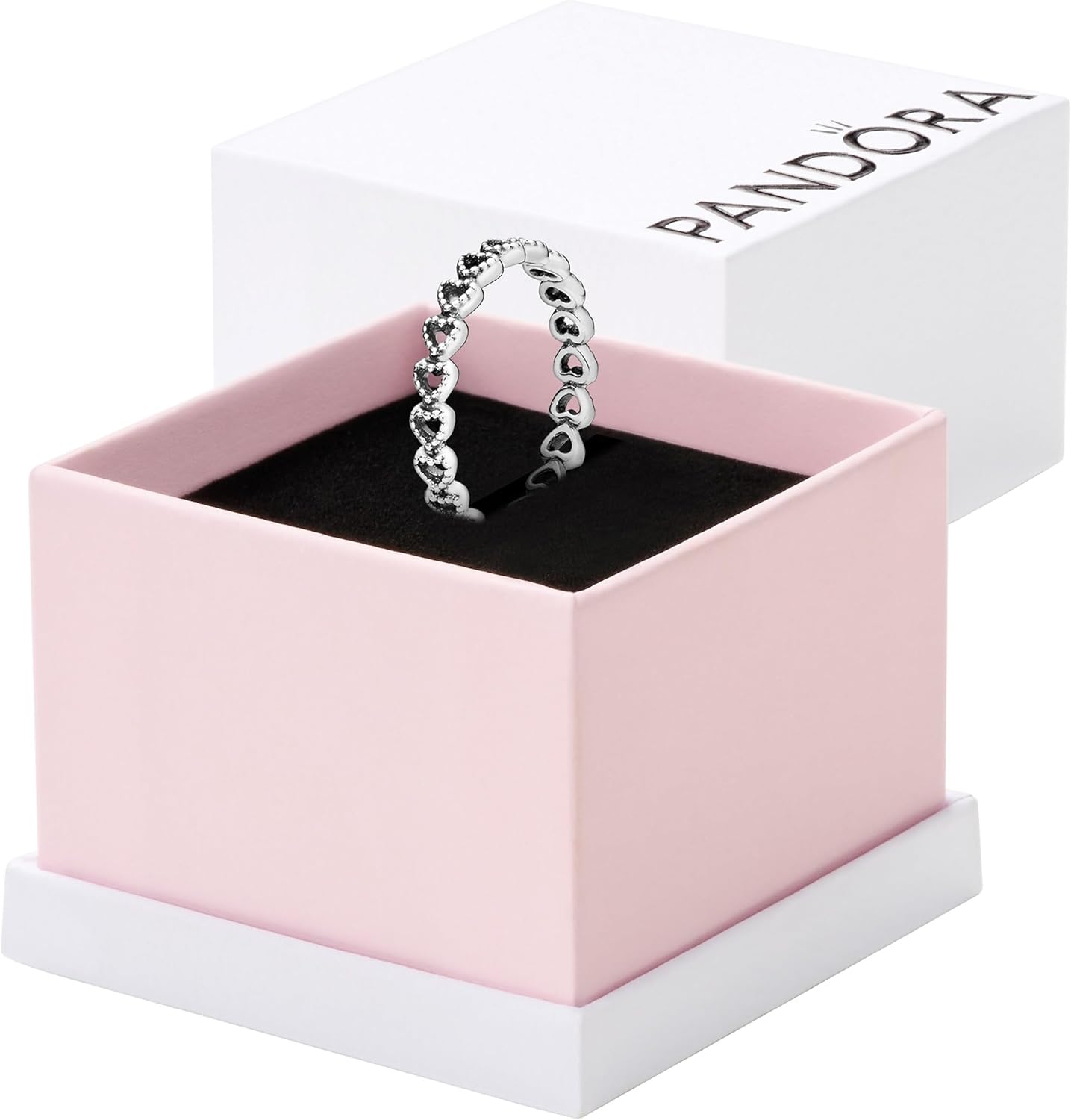 Pandora Band of Hearts Ring - Stackable Ring for Women - Gift for Her Sterling Silver - With Gift Box