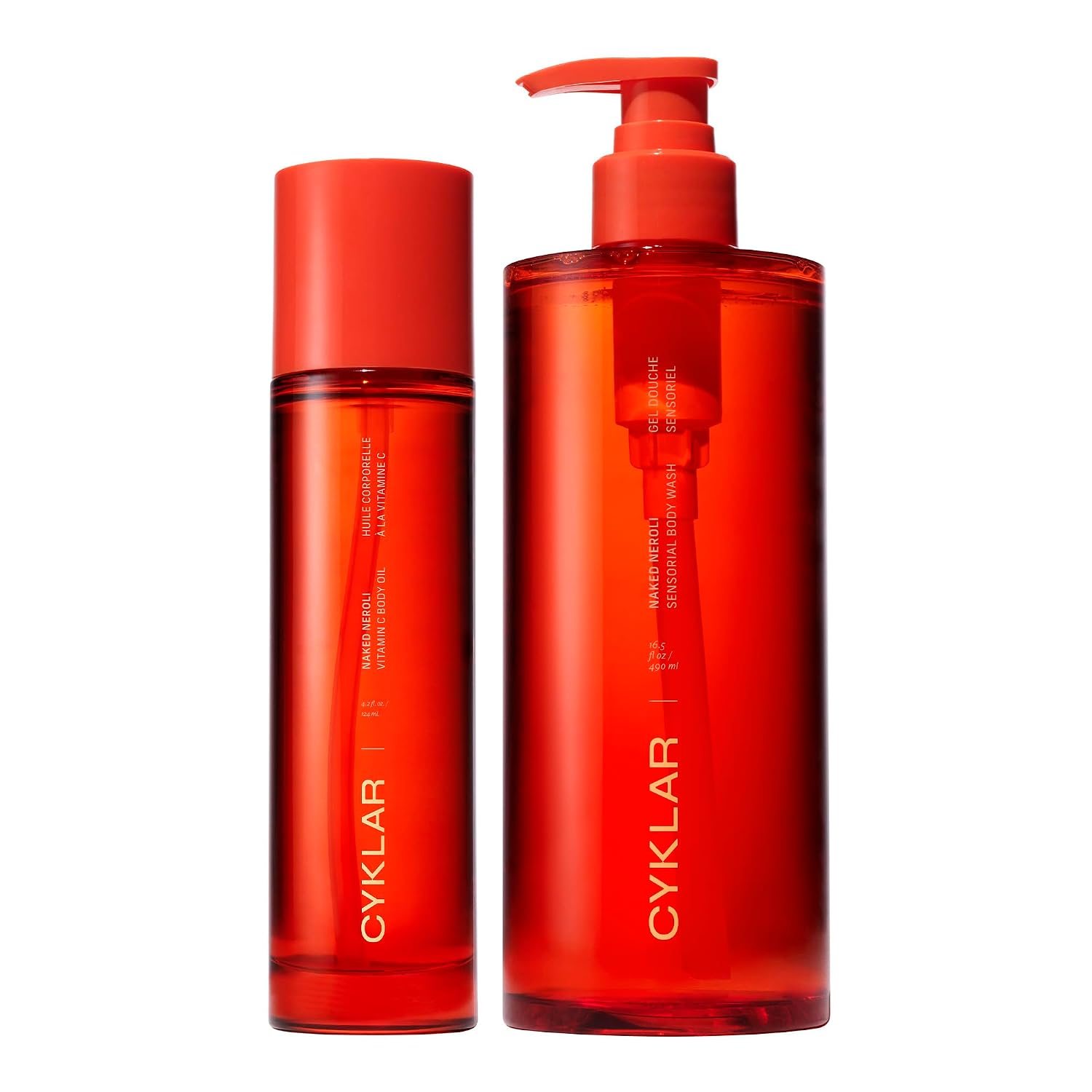 CYKLAR Vitamin C Body Oil for Women and Men. Moisturizing Naked Neroli & Body Wash Bundle