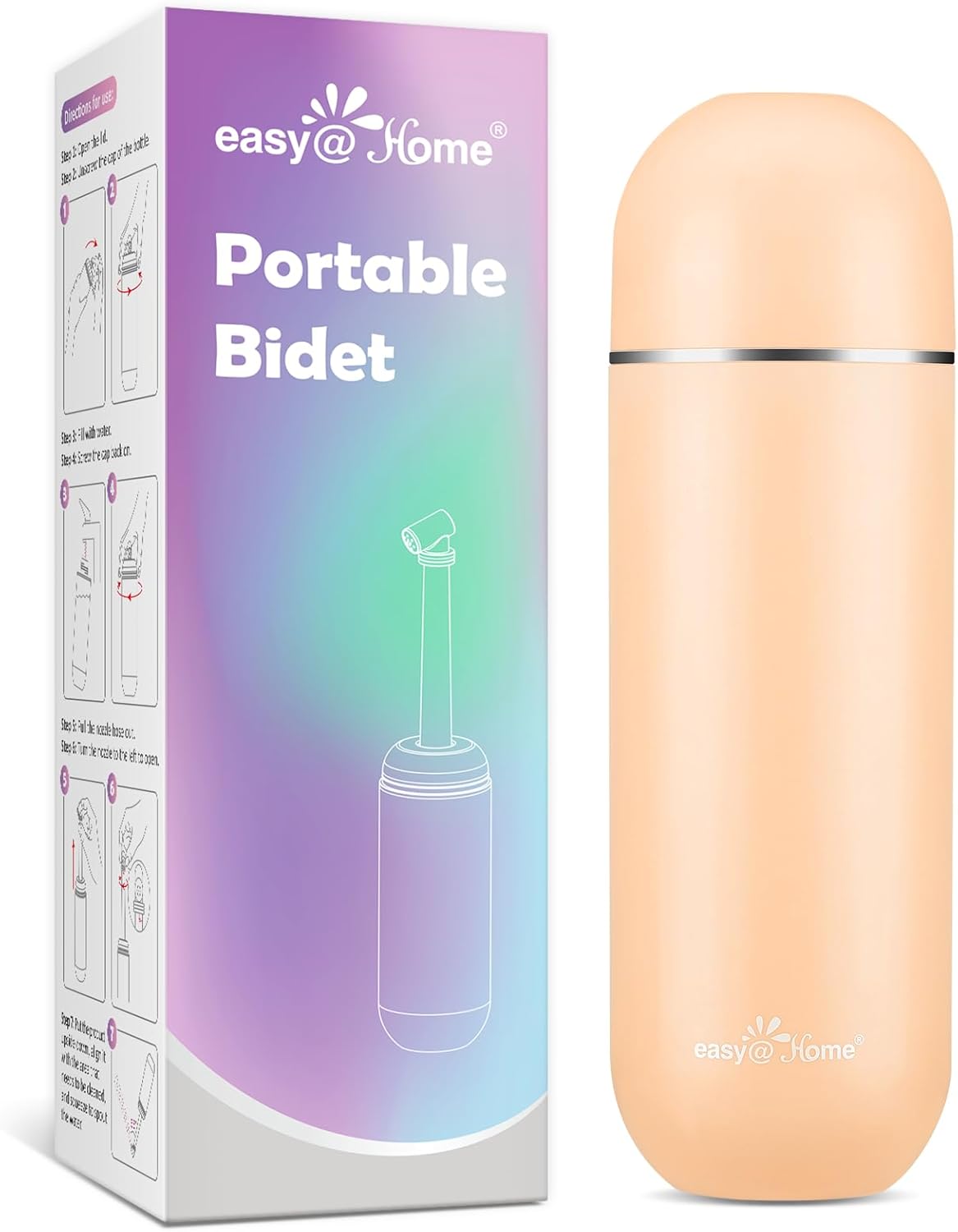 Easy@Home Portable Travel Bidet: Peri Bottle for Postpartum Care - Handheld Sprayer Kit with 380mL (12.8 oz) Capacity Bottle - Personal Hygiene Water Spray for Women & Men | BPA-Free | EPB-01 Brown