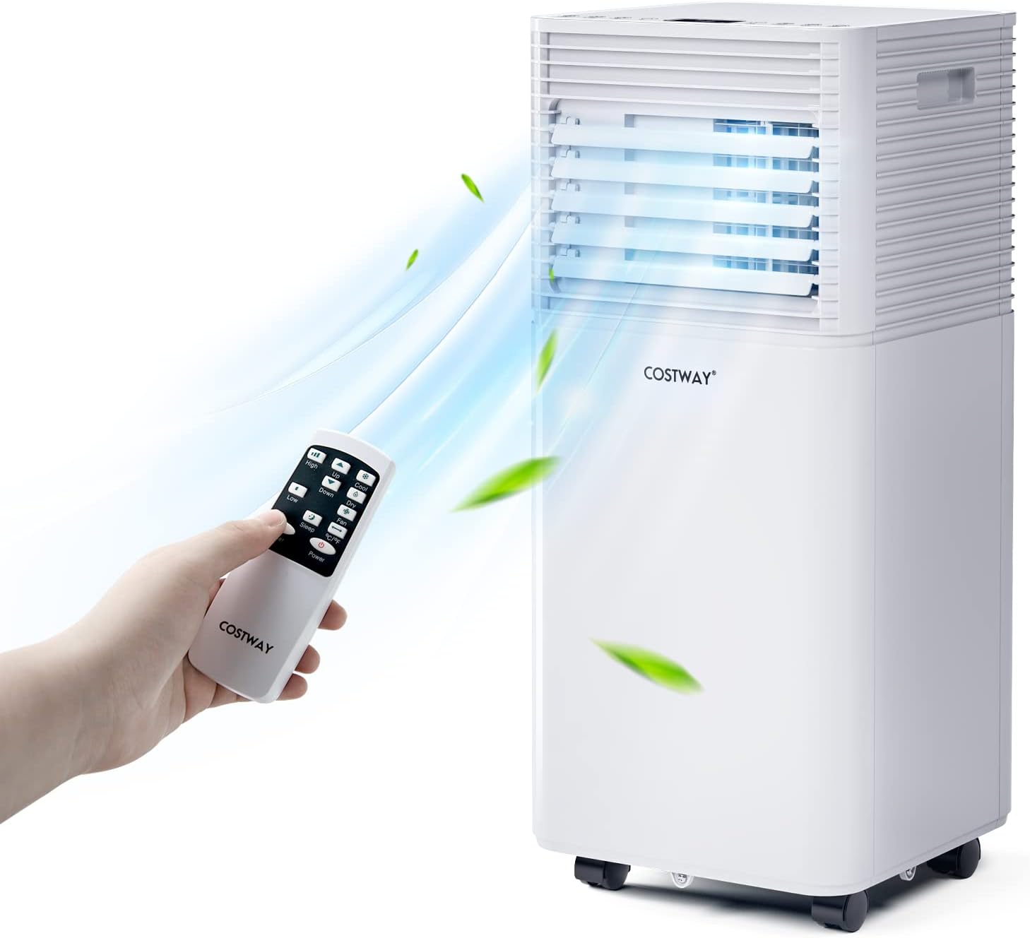 COSTWAY FP10111US-WH, 10000BTU AC Cooling Spaces up to 350sq.ft, with Remote Control, 24H Timer & Window Venting Kit, with Sleep Mode, for Bedroom, Living Room Portable air conditioners, White