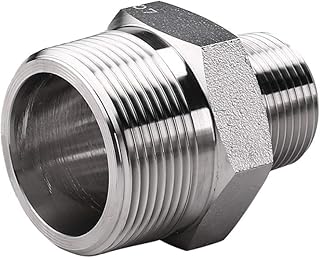 Stainless Steel 304 Forged Pipe Fitting, Reducing Hex Nipple, 3/4" NPT Male x 3/8" NPT Male Reducer Straight Connector, 3000psi
