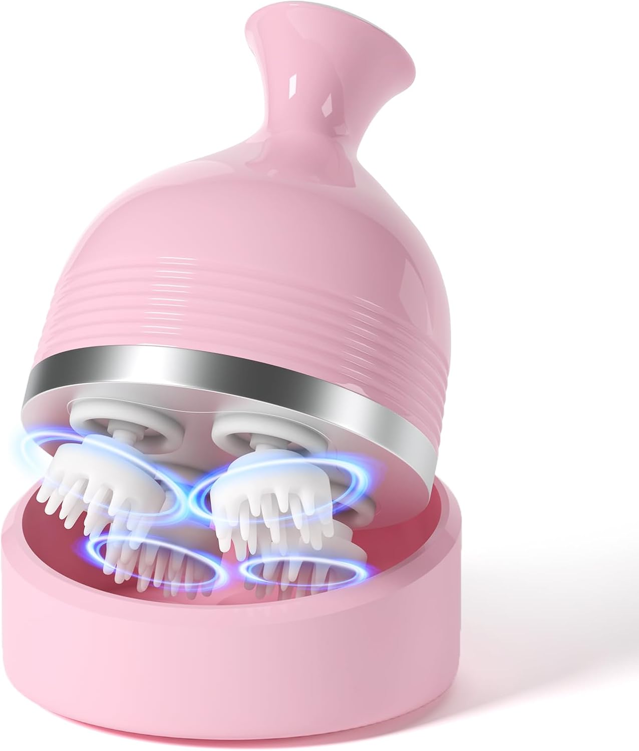 Scalp Massager, Scalp Massager with 4 Removable Massage Claws, Portable Rechargeable Head Massager, Dog&Cat Massager, Massager for Hair Growth and Stress Relax (Pink)