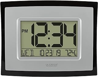 La Crosse Technology WT-8002U Digital Wall Clock, Silver, Black