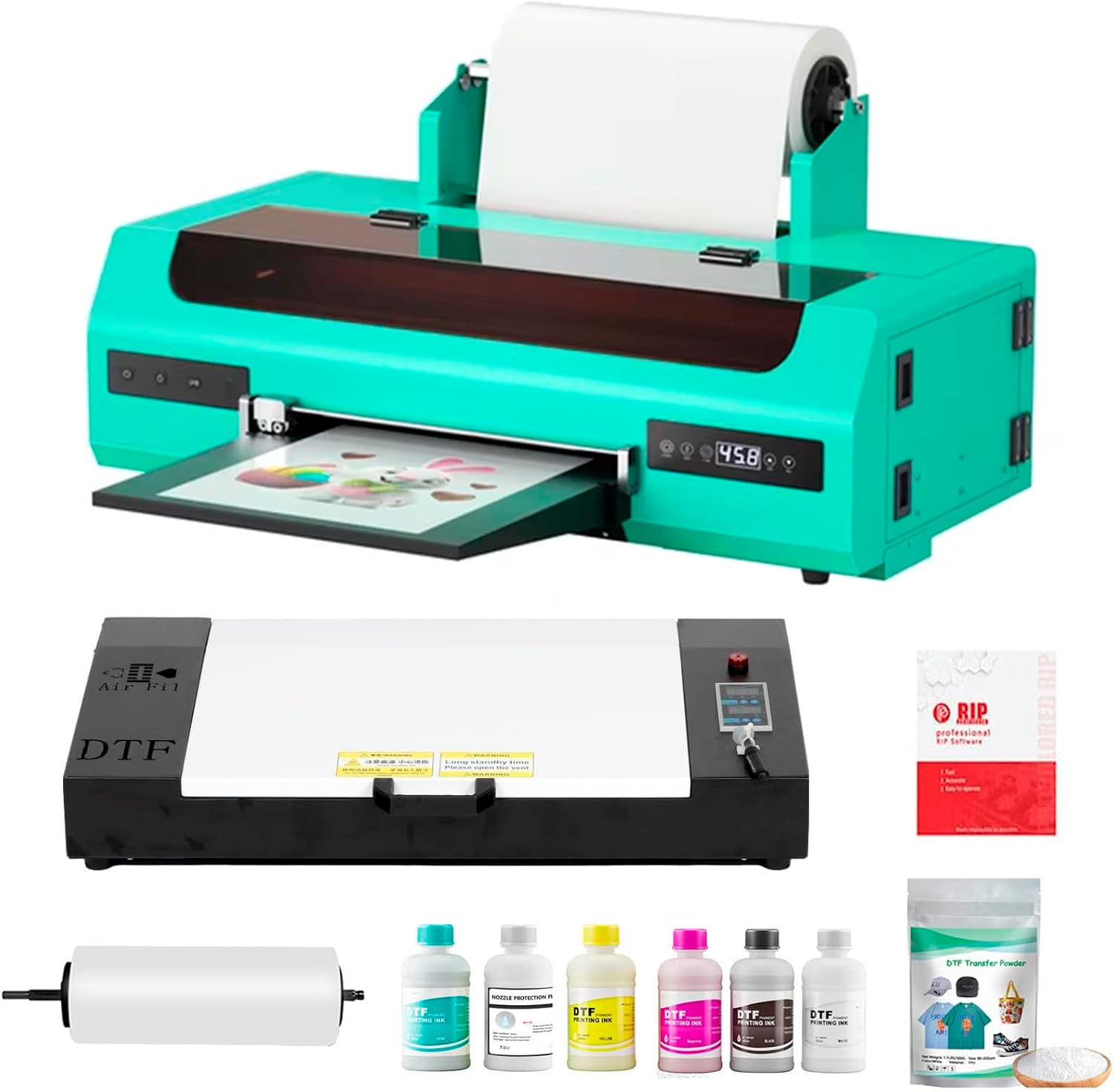 A3 L1800 DTF Printer for T-shirt Printing, 13" Max Print Width, White Ink Circulation, Roll & Single Sheet Feeding System for Making Custom Garments and Hoodies, DTF Printer Machine with Oven