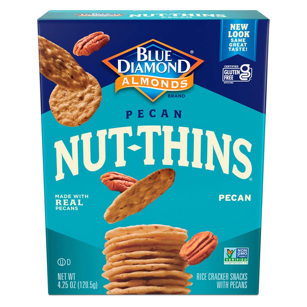 Blue Diamond Almonds, Pecan Thins Gluten Free Cracker Crisps perfect for Snacking, 4.25 oz