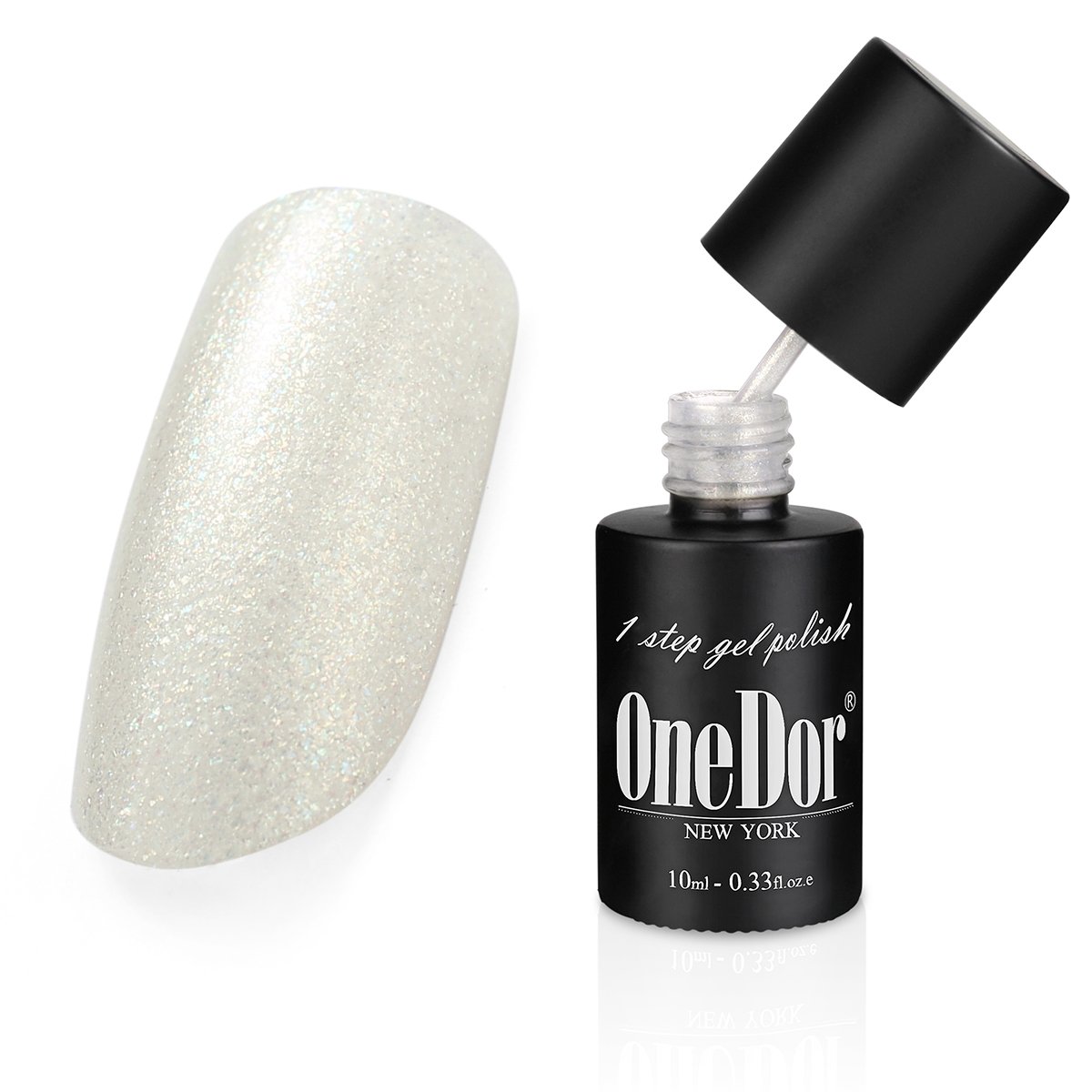 OneDor One Step Gel Polish UV Led Cured Required Soak Off Nail Polish No Base or Top Coat Nail Need (47- White Shiny)