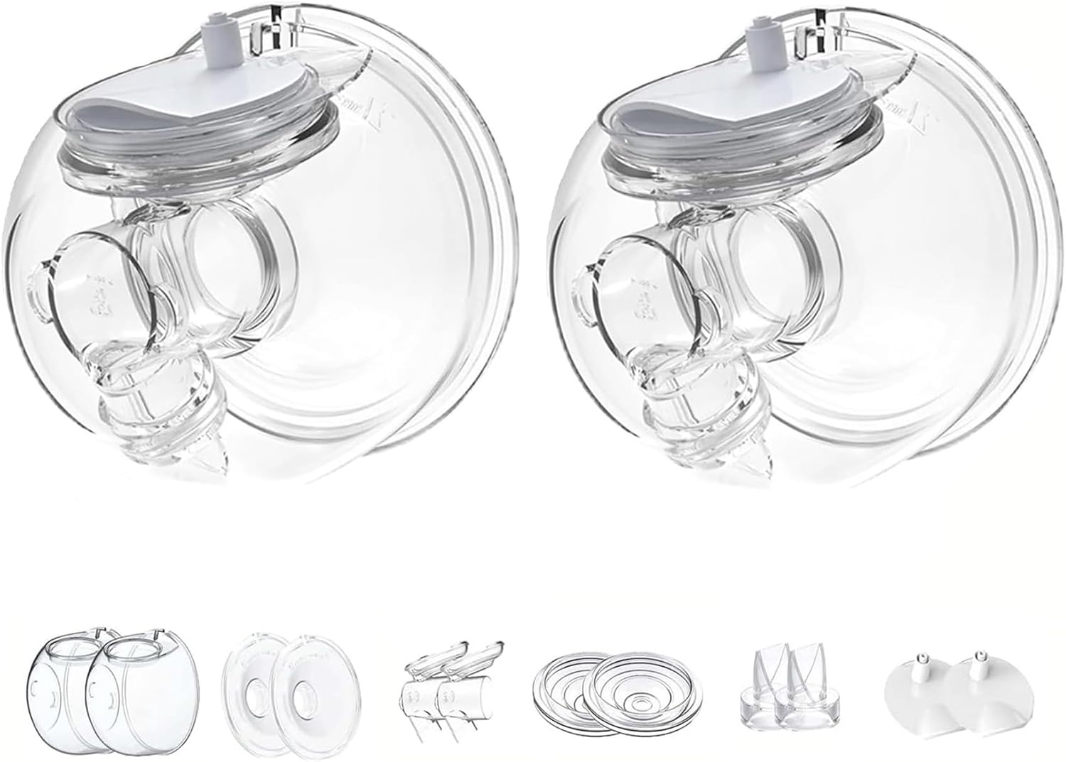 Momlacto Wearable Breast Pump Parts Milk Collector Cup Flange Compatible with Momcozy/TSRETE S9/S10/S12 Breast Pump Replacement Parts Accessories, 2 Sets (24mm Flange)