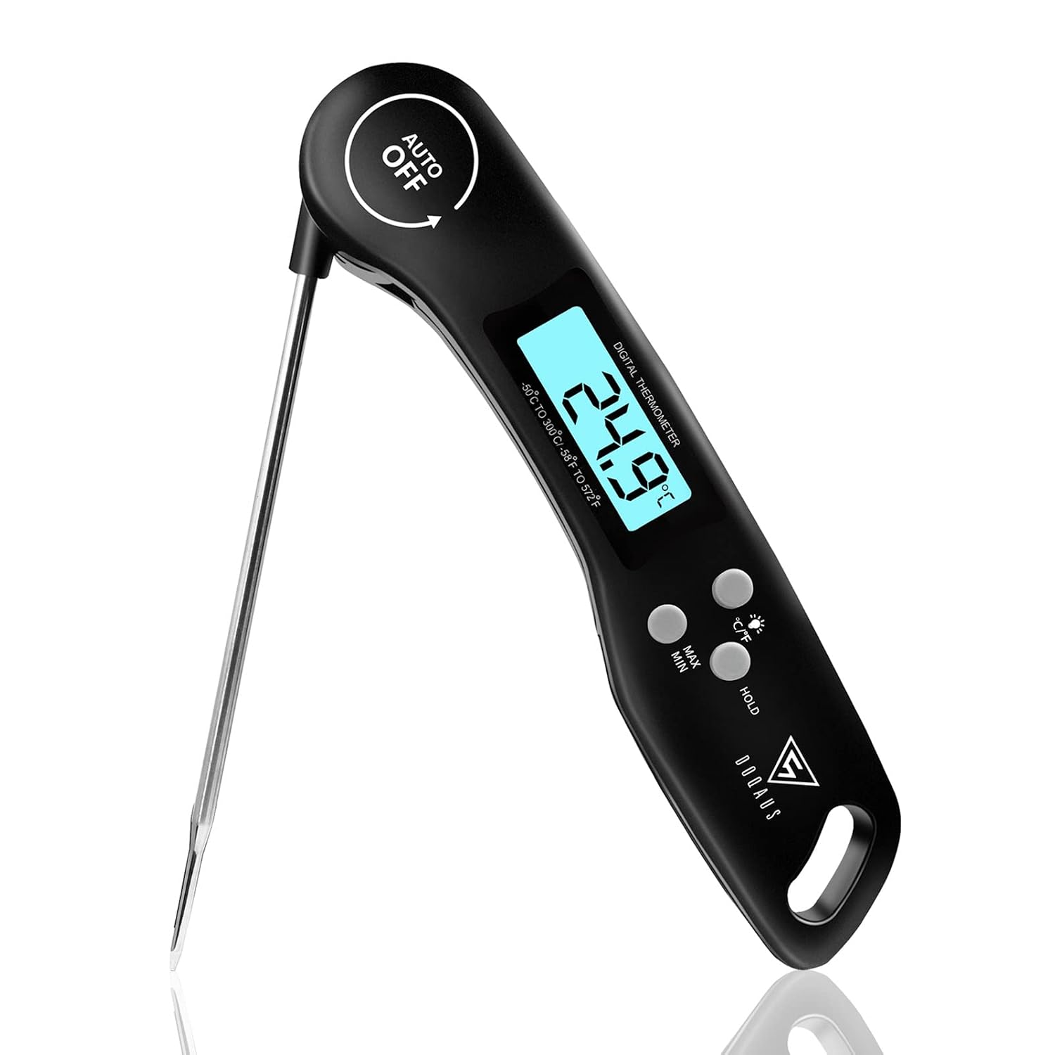 DOQAUS Meat Thermometer, 3s Instant Read Food Thermometer, Bccklit, Black
