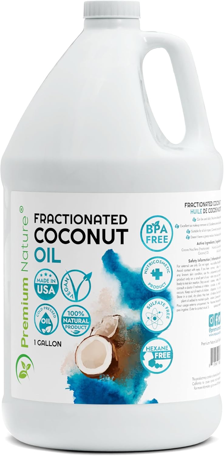 Fractionated Coconut Oil for Massage Cold Pressed Best Carrier for Essential Oils Mixing for Women Dry Skin Moisturizer for Body and Hair 1 Gallon Bottle Bulk Size