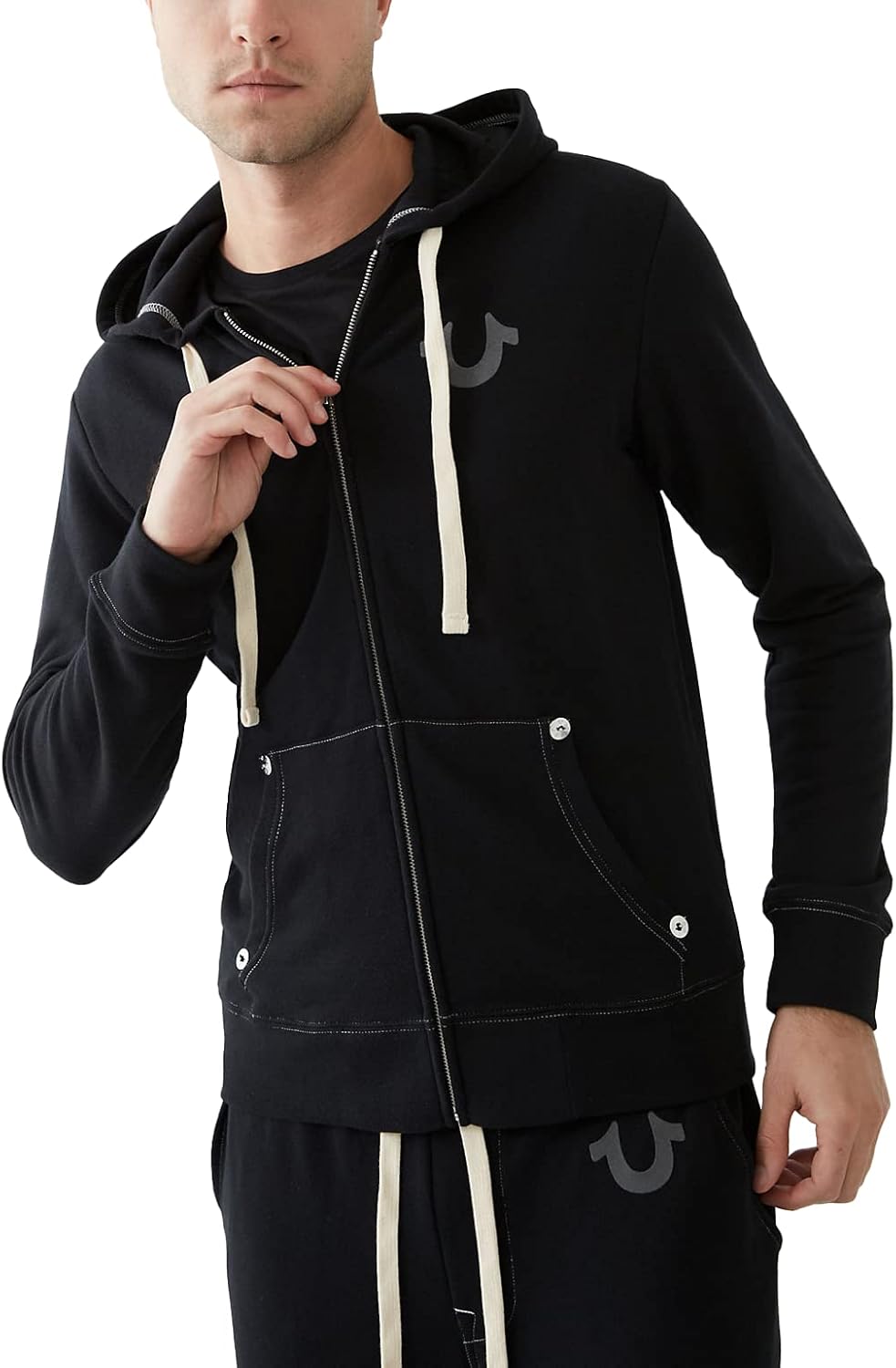 True Religion Men's Buddha Logo Zip Hoodie Sweatshirt