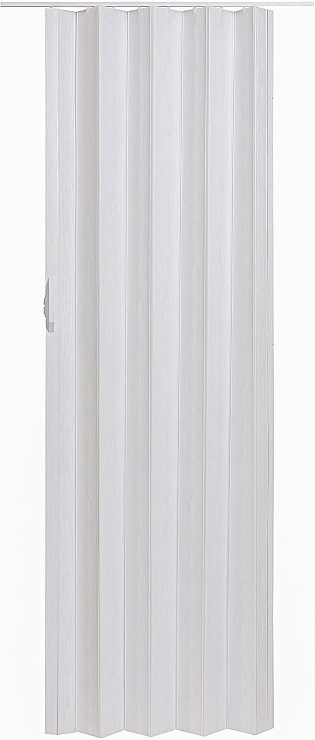 LTL Home Products Via 36 by 80 Inch Vinyl Panel Single Folding Accordion Door with Flexible Hinges for Home and Office Interiors, White Mist