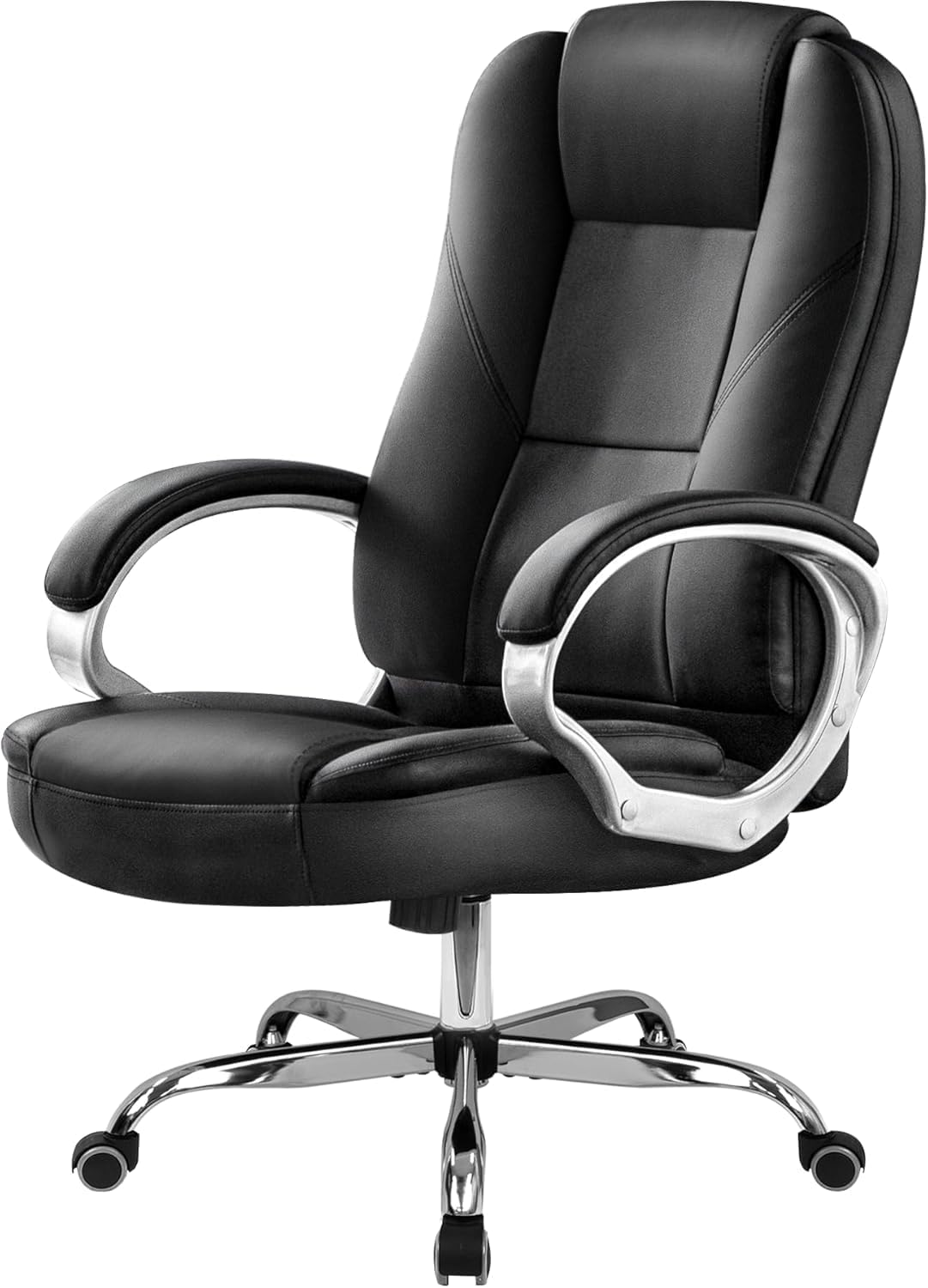 NEO CHAIR Office Desk Ergonomic Gaming Chair High Back Adjustable Computer Chair with Wheels and Lumbar Support Comfy Leather Executive Swivel (Jet Black)